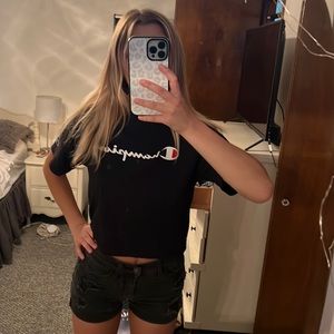 Black Champion Cropped T-Shirt